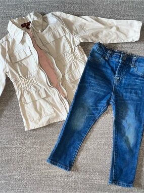 7 For All Mankind Kids Matching Set - Cream Jacket & Blue Jeans